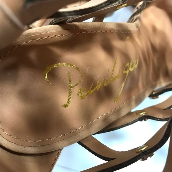 Privileged J.C. Dossier FIGHT FOR IT Beige Gladiator Thigh High Open Toe Boots 7 - Picture 5 of 10